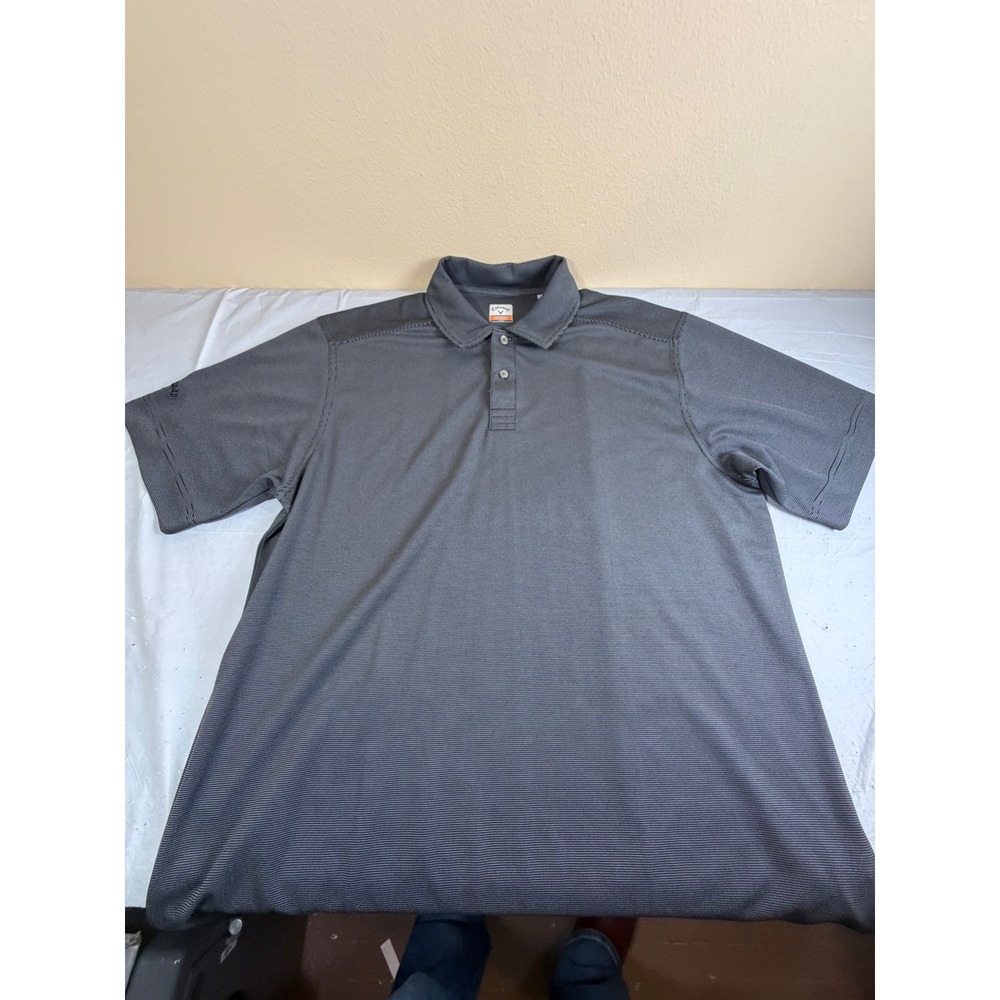 Callaway C-Tech Mens Large Gray‎ Micro Stripe Short Sleeve Golf Polo Shirt